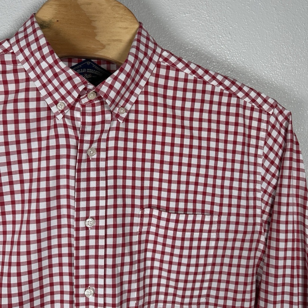 Bills Khakis Shirt Mens XL Classic Fit Red Gingham Check Button Down Long Sleeve